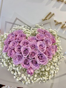 心紫有你*30枝心形紫玫瑰花束