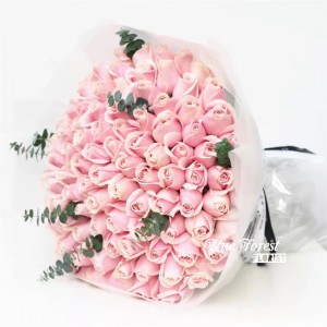 99枝白邊粉紅玫瑰花束