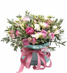 荷蘭粉紅色多頭小玫瑰花盒