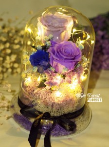 保鮮•愛系列 *LED玻璃罩玫瑰保鮮花（藍/淺紫/紫）*可免費刻上名或祝福字句