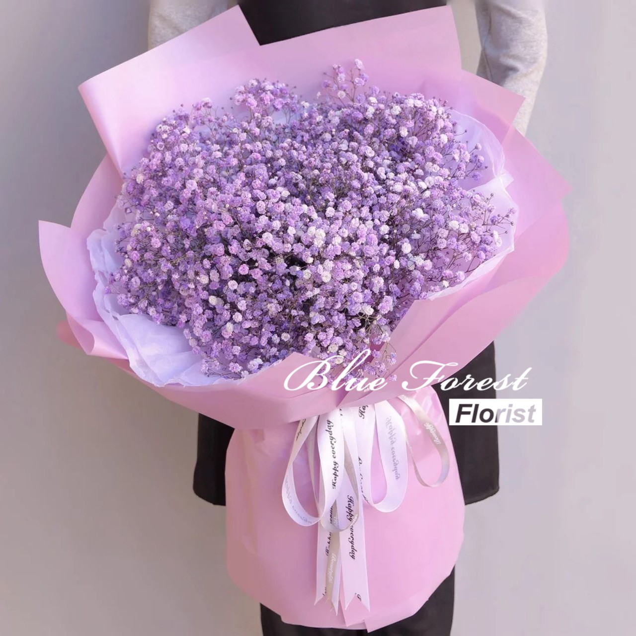 Light Purple Color Baby S Breath Bouquet Big Size Blue Forest Florist