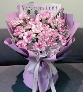 Mother's day精選*18支裝雙色紫康乃馨花束