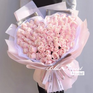 情人節系列 99枝淺粉紅心形玫瑰花束