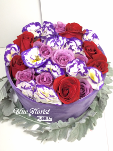 天作之合*紅紫色玫瑰絲絨花盒