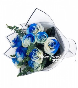 厄瓜多爾雙色玫瑰花束(藍色）