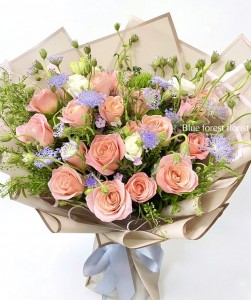 粉香檳玫瑰18支裝花束