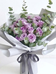 *薰衣草色肯亞淺紫玫瑰花束（18支裝）
