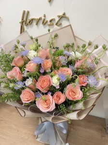 粉香檳玫瑰18支裝花束