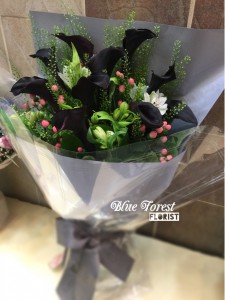 *荷蘭紫黑色馬蹄蘭連襯花花束