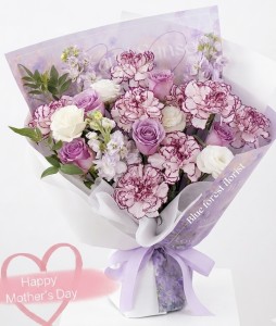 Mother's day精選*18支裝紫邊白康乃馨配玫瑰花束