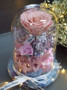  情人節系列 保鮮•愛 *發光玻璃罩玫瑰保鮮花（粉紅色）*可免費刻上名或祝福字句