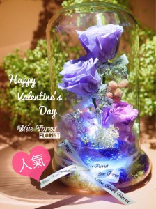  情人節系列  *保鮮•愛系列 *發光玻璃罩玫瑰保鮮花（淺紫色）*可免費刻上名或祝福字句