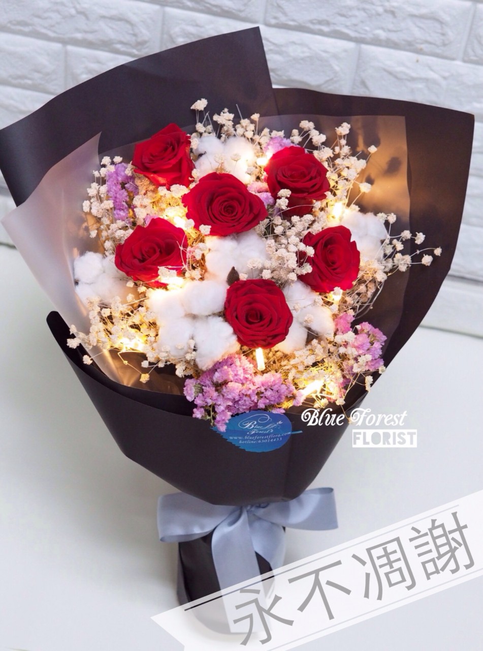 保鮮•愛*永不凋謝玫瑰保鮮花花束(紅色)