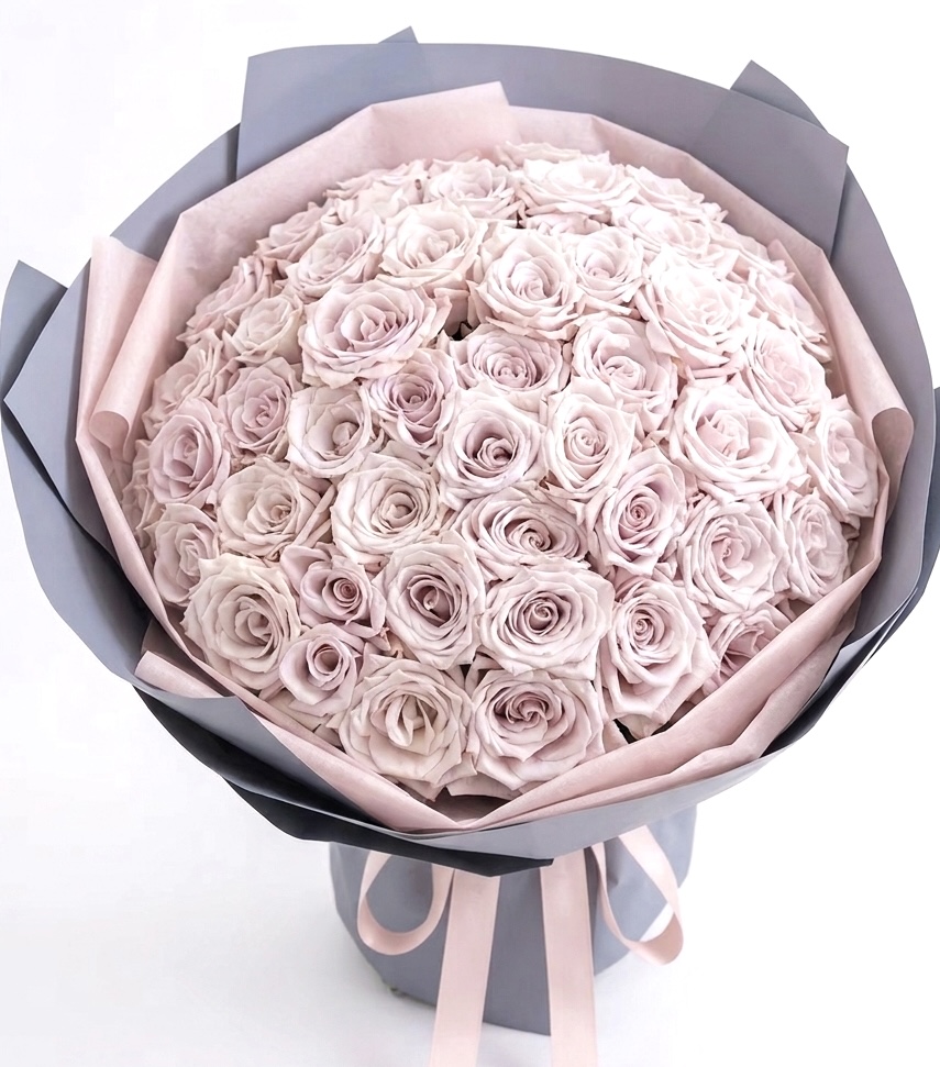 新品種*50枝肯亞銀灰色玫瑰花束(Manta rose)