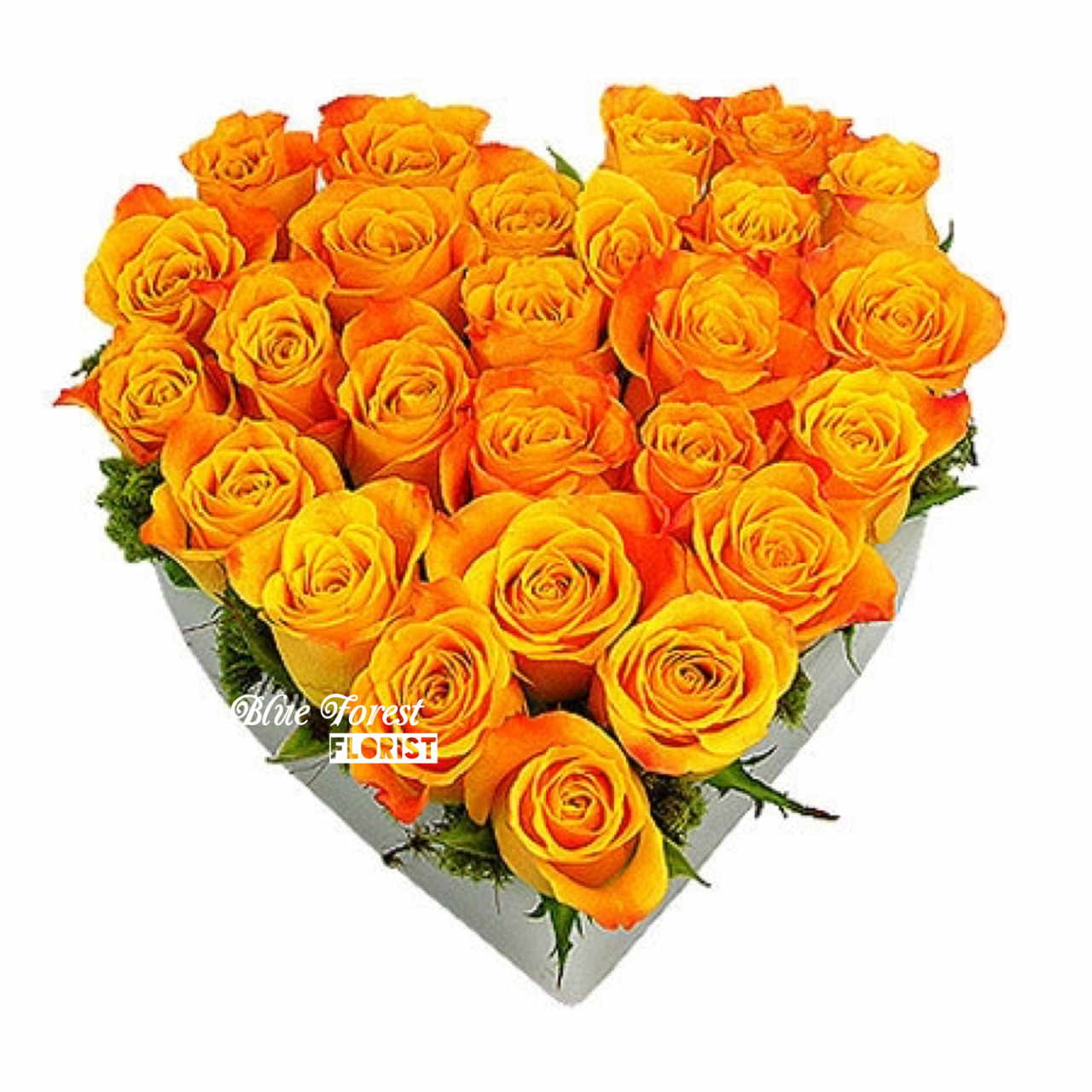 心形橙色玫瑰花盒28枝裝(可改其他色玫瑰)