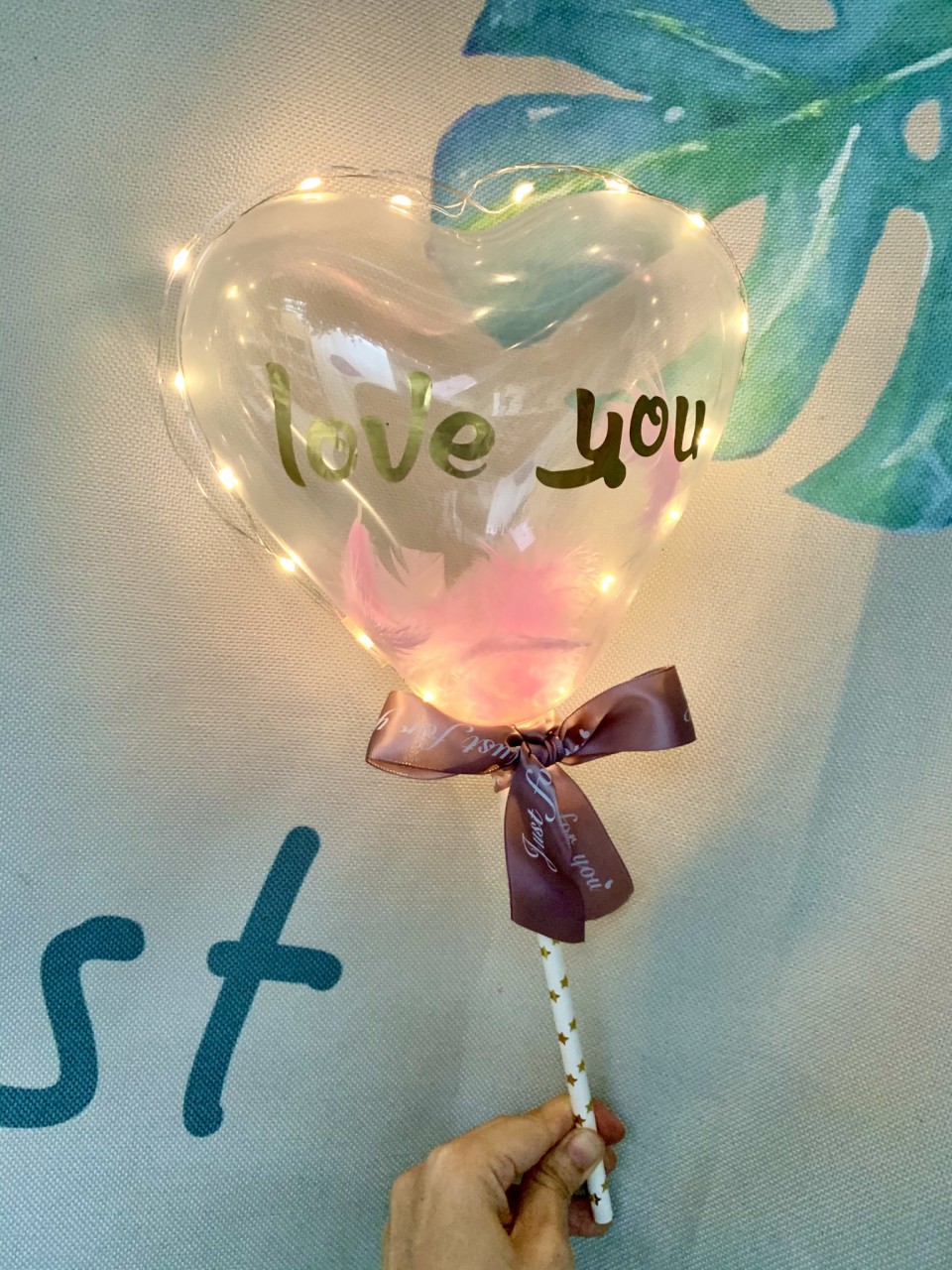 星星led氣球(Love you/Happy birthday兩款可供選擇)*可加於花束內*氣球約15*18cm
